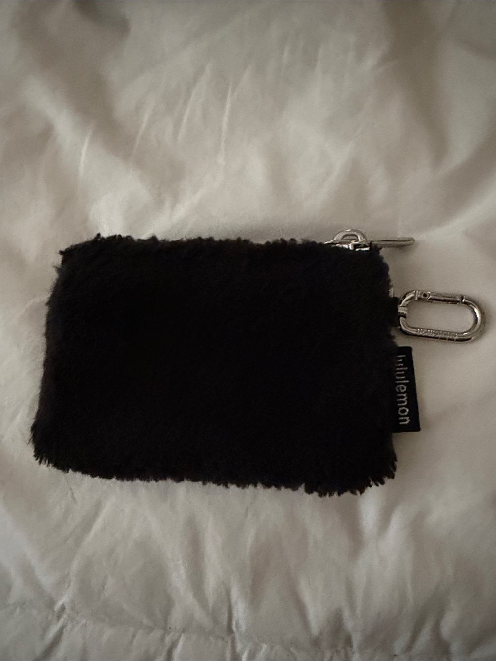 Lululemon Black Fuzzy Key Pouch with Clip